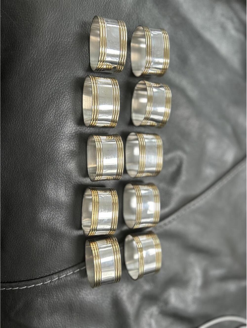 Set of 10 Elegant Silver plated and Brass Napkin Rings